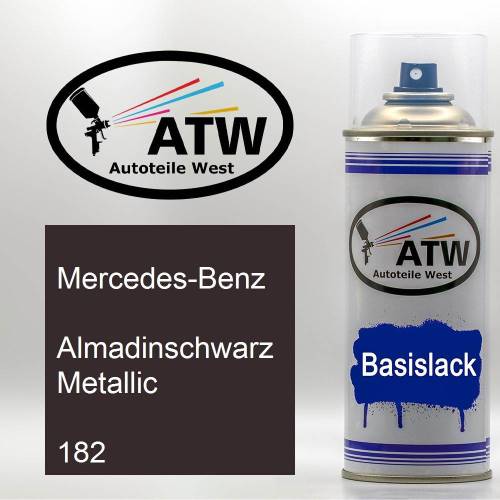 Mercedes-Benz, Almadinschwarz Metallic, 182: 400ml Sprühdose, von ATW Autoteile West.